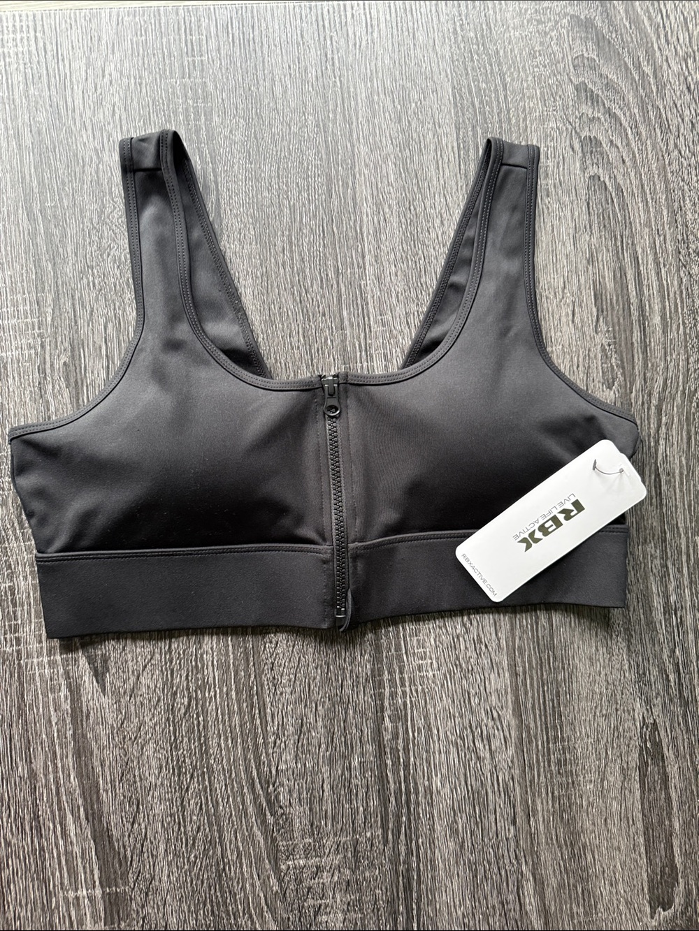 RBX Black Front Zip Athletic Sports Bra